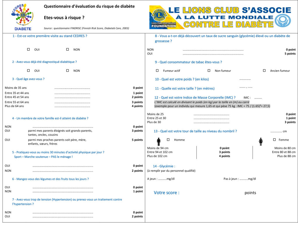 Questionnaire cedres 1